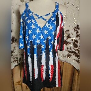 Women's Patriotic Star and Stripe Top
